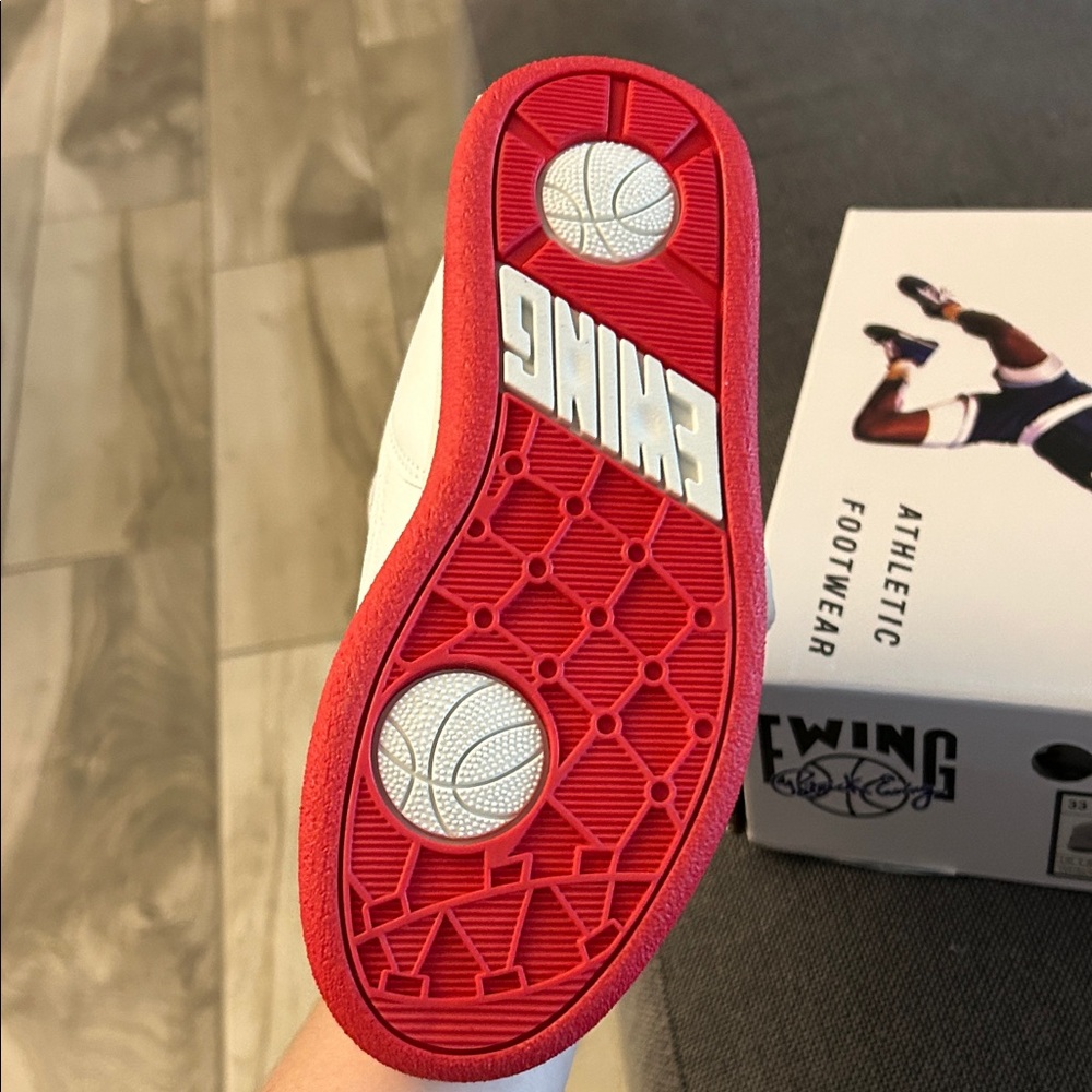 Brand New Patrick Ewing White and Red High-Top Pre School Sneakers 2.5 Youth - Picture 6 of 10